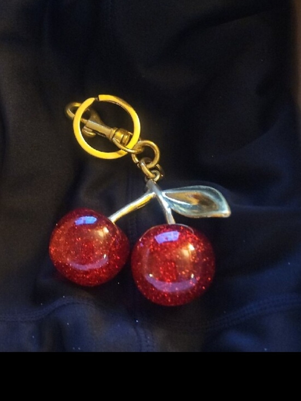 Glitter Cherry Keychain - Red and Gold